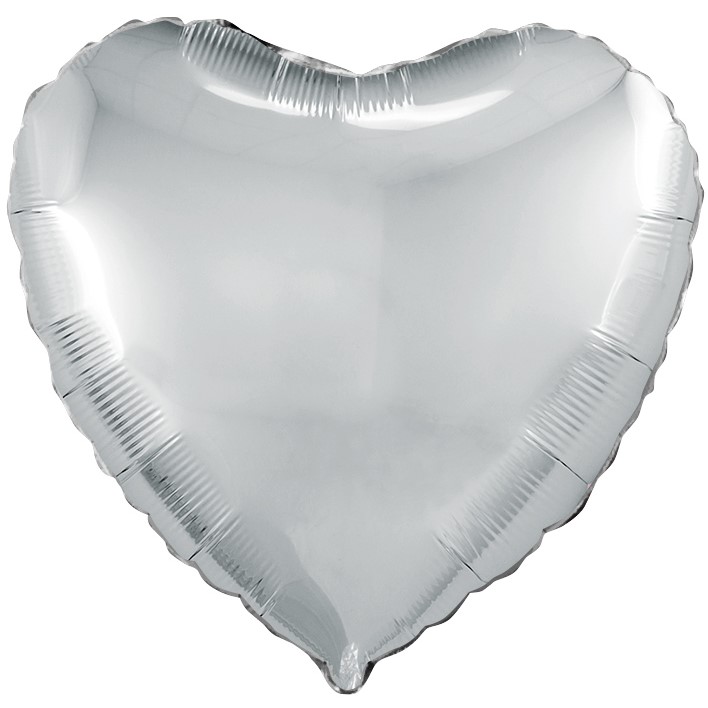 Фольгированное Сердце, Серебро (46 см)